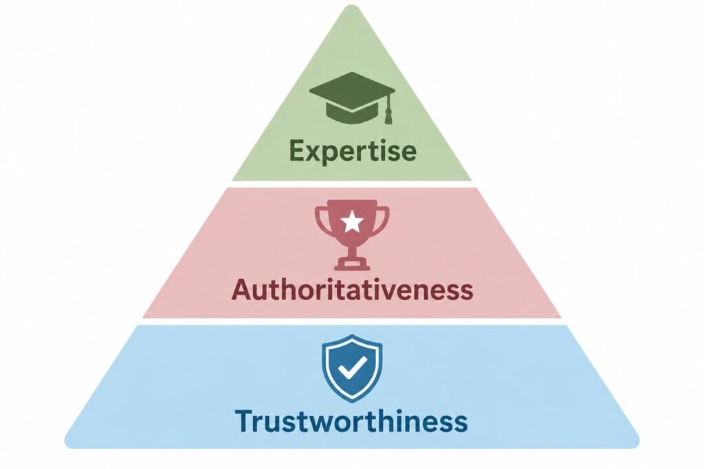 E-A-T-triangle-diagram-showing-Expertise-Authoritativeness-Trustworthiness